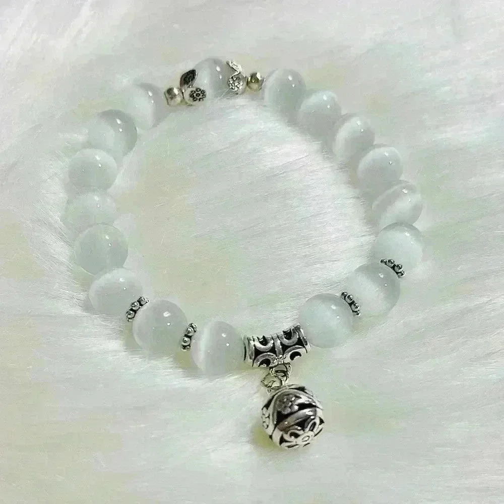 Moonstone  Natural Gemstone Bracelets with Flower Charm